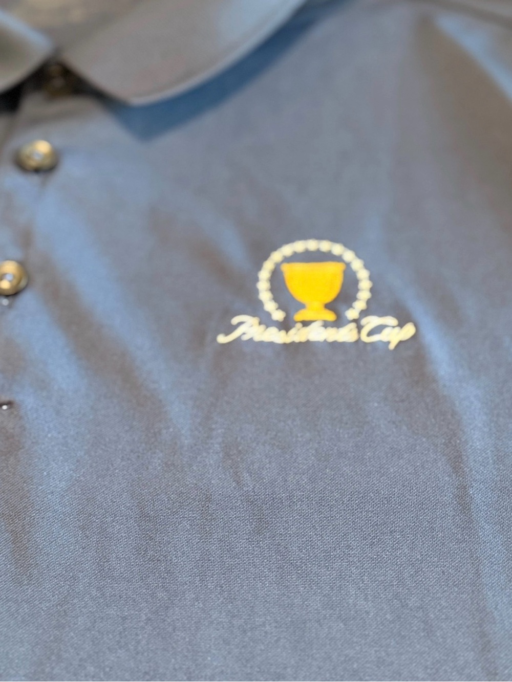 nice Nike Golf Dri-FIT blue embroidered Presidents Cup 90s y2k style Polo Men XL - Picture 3 of 8